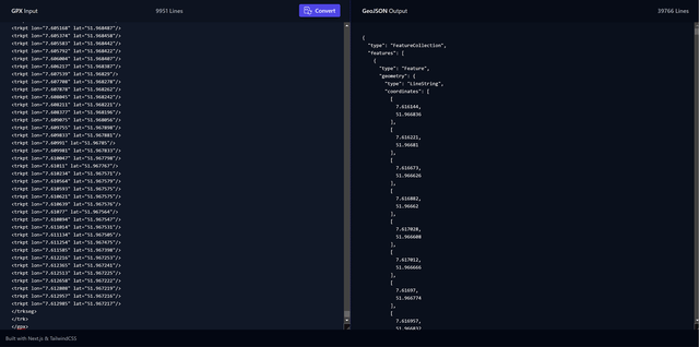 Screenshot of GPX to GeoJSON Converter